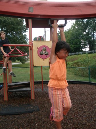 Kasen hanging around on the playground